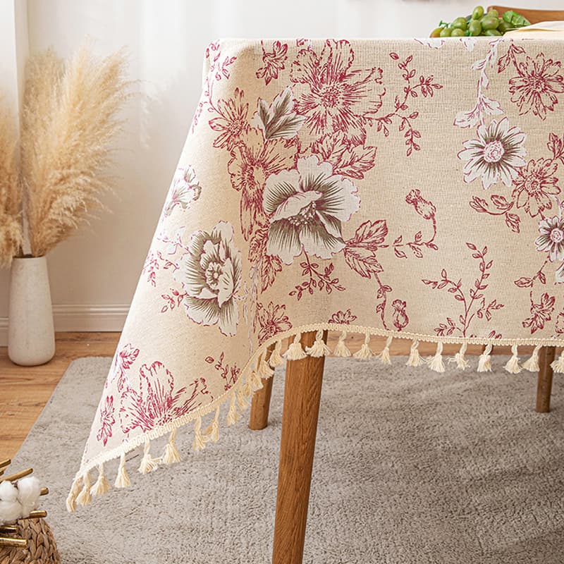植物標本柄タッセル付きテーブルクロス