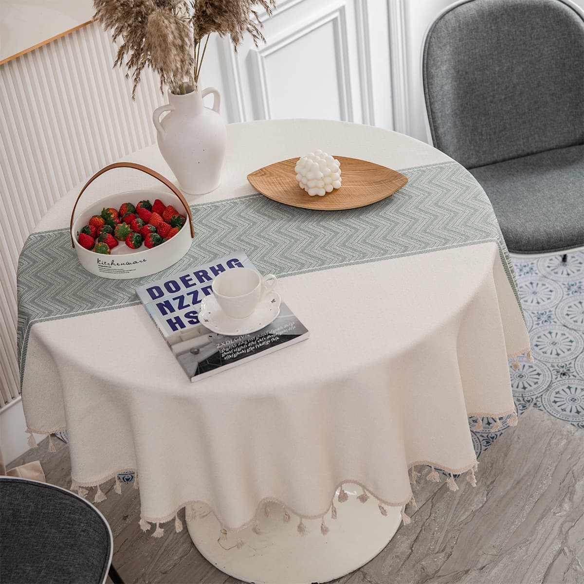 テーブルクロス タッセル付きテーブルクロス