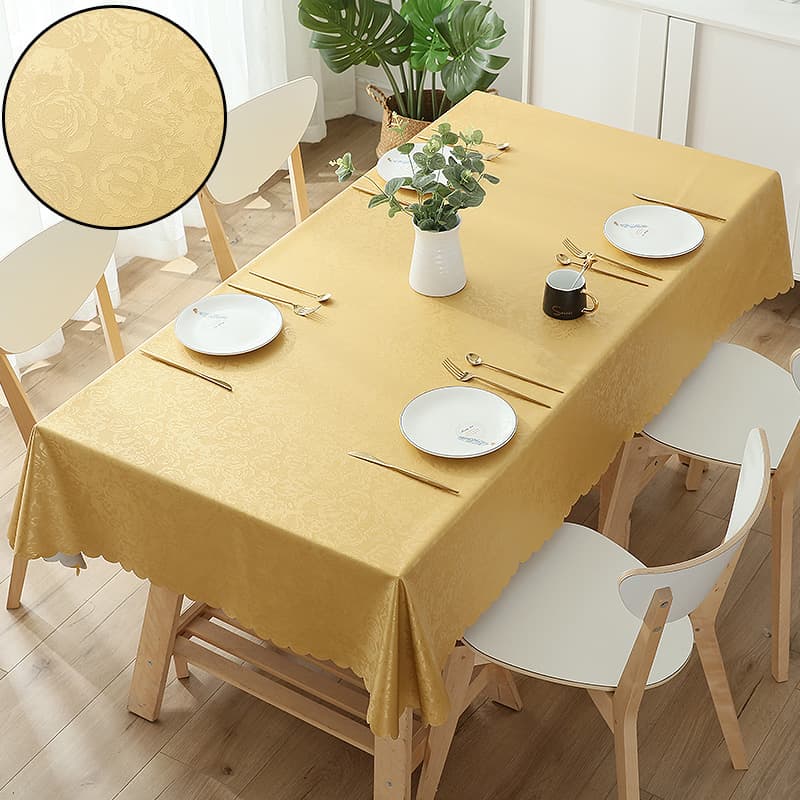 テーブルクロス 布 優雅な唐草／薔薇模様のテーブルウェア