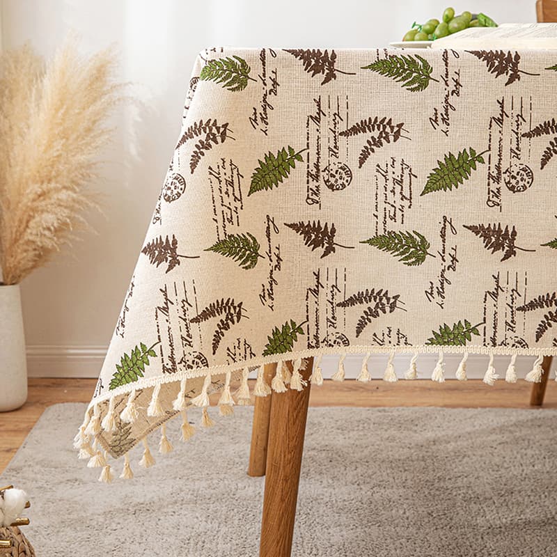 植物標本柄タッセル付きテーブルクロス
