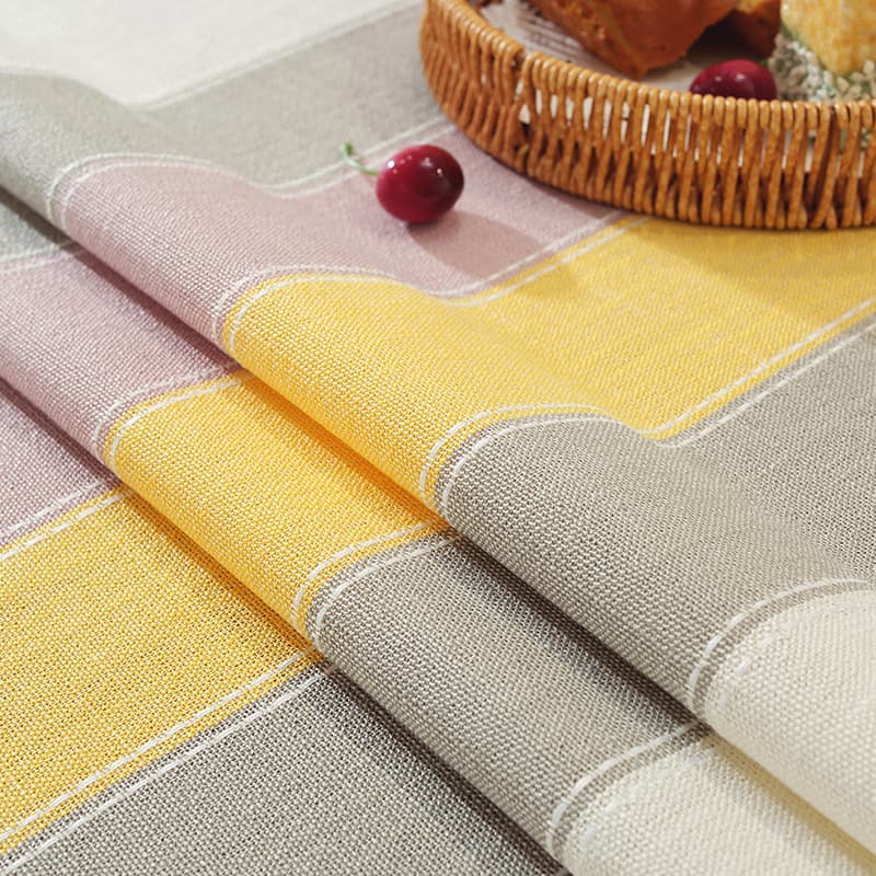 テーブルクロス リネン 優美なタッセル付き縞模様テーブルクロス
