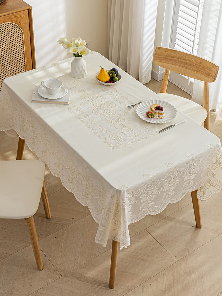 優雅な花柄レース テーブルクロス