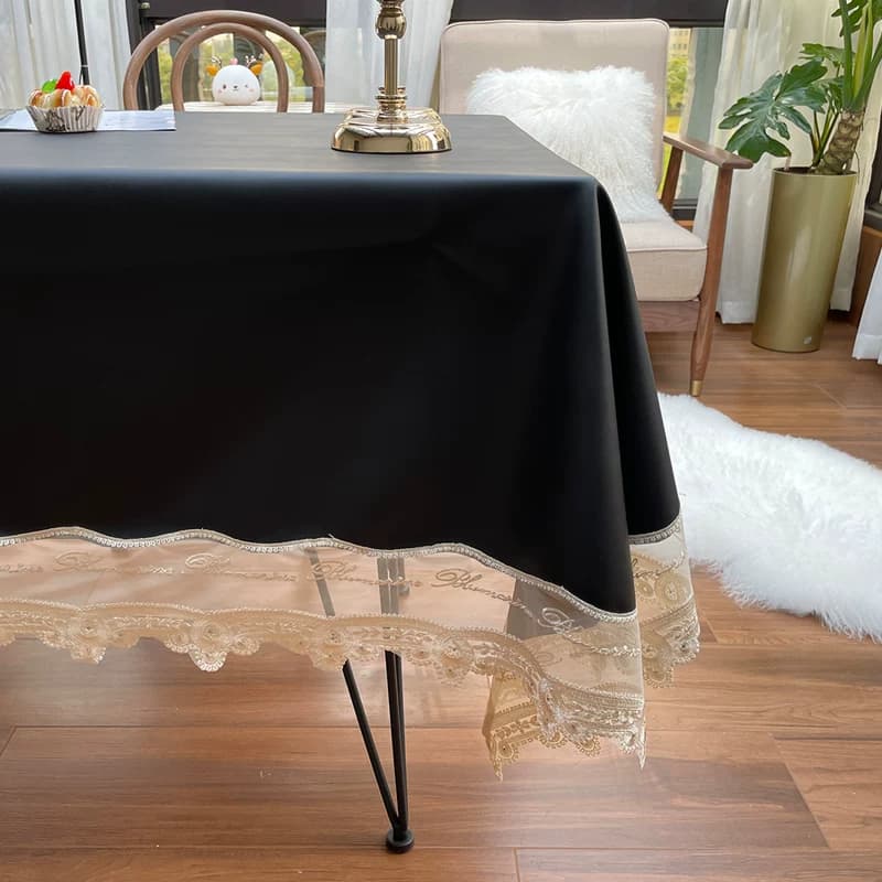 テーブルクロス ビニール 上品レース縁取りビニールクロス