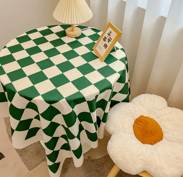 星型幾何学模様のチェック柄テーブルクロス